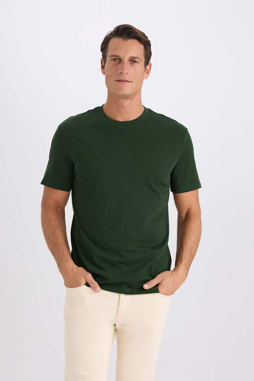 New Regular Fit Bisiklet Yaka Basic Duz K?sa Kollu Tisort - Defacto фото 2
