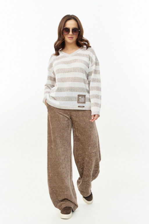 Джемпер AVE RARA 2260 бело-коричневый  фото 5
