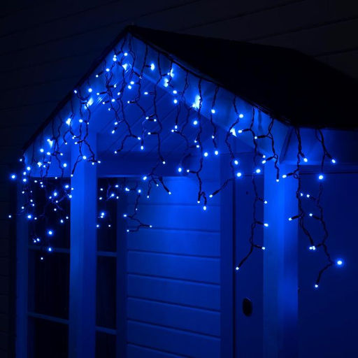 Гирлянда «Бахрома» 3×0.6 м, IP65, УМС, тёмная нить каучук, 108 LED, свечение синее, 220 В