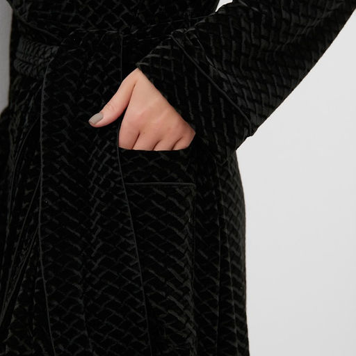 Халат домашний женский KAFTAN «Бархат», размер 44, чёрный