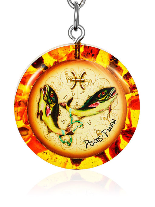 Янтарный брелок со знаком зодиака Рыбы