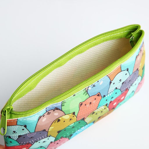 Цена за 3 шт. Косметичка-пенал на молнии, плоская, с рисунком Разноцветные коты, разноцветная - Simaland фото 3