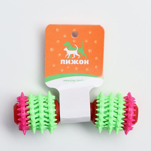 Игрушка жевательная 15,5 х 5,5 см, красная/зелёная/розовая - Пижон фото 4