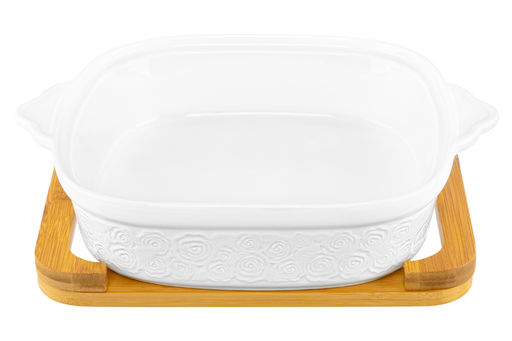 Блюдо д/зап и серв 31,5*25,6*12,5 см 2 л Розы + стекл крышка на дер подставке - Elan gallery фото 6