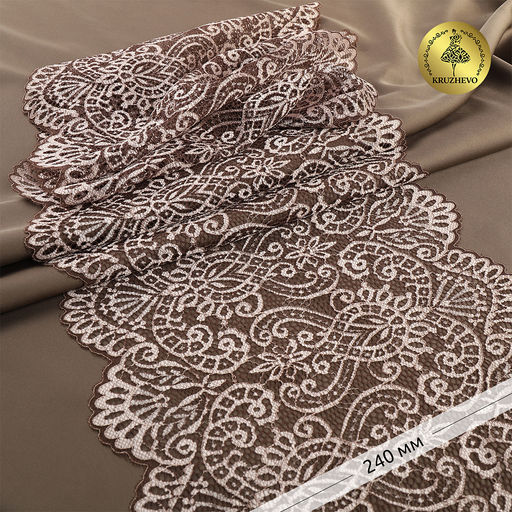 Кружево-стрейч KRUZHEVO арт.TBY.40992 шир.240мм цв.бежевый уп.120м
