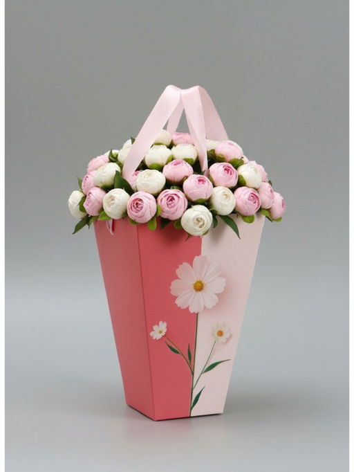 Цена за 2 шт. Переноска для цветов на лентах «Подарок», 17×25×9 см