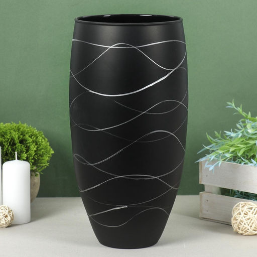 Ваза «Люксембург», серпантин, 3.1 л, h=30 см, стекло, чёрная