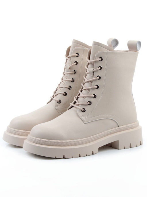 04-PAS70-2Z LT. BEIGE Ботинки зимние женские (натуральная кожа, 100% шерсть)