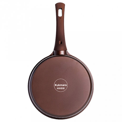 Сковорода с тефлоновым покрытием д22см "Stella", h5,2см, s0,32см, дно д20см, s0,4см, ручка из термостойкого пластика, мокко (mokko) (Россия)