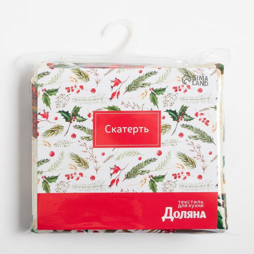 Скатерть новогодняя Доляна. Новогодние украшения, 145?220 см, 100% п/э