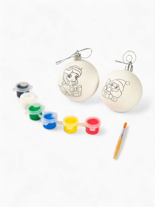 Елочные шары под раскраску Лошадки, с красками, 2 шт., набор для творчества