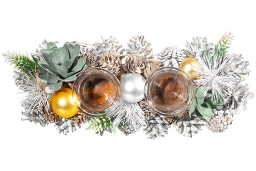 Новогоднее украшение подсвечник 32*14*8 см Снежный лес на 2 свечи прямоугольный - Elan gallery фото 6