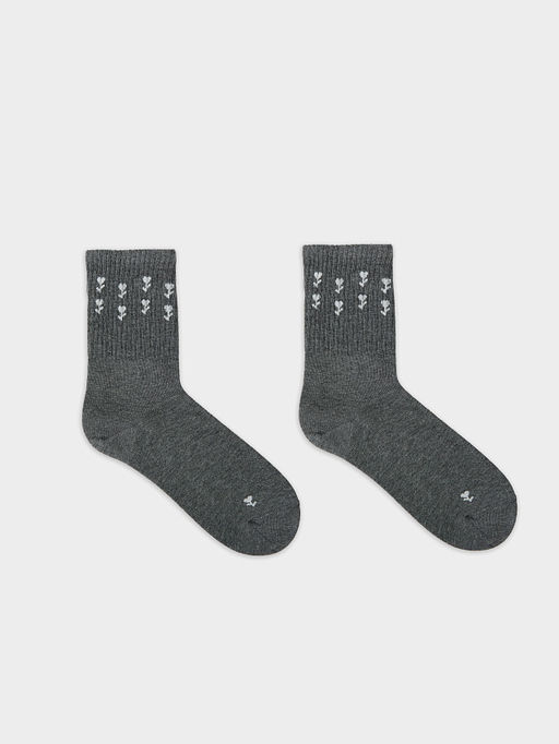 Цена за 5 пар! Носки женские серые с рисунком в виде цветов - Mark formelle фото 6