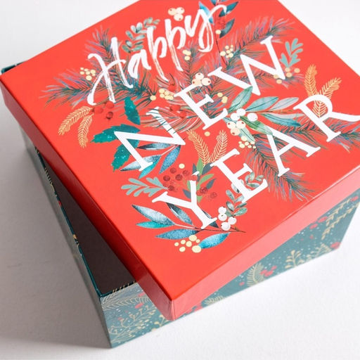 Коробки подарочные новогодние набор 6 в1 Happy new year, 10×10×6 - 20×20×11 см