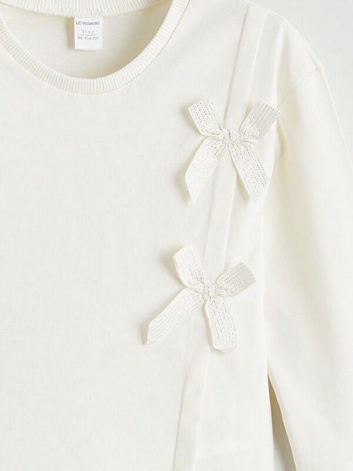 Bisiklet Yaka Fiyonk Detayl? K?z ?ocuk Ti??rt