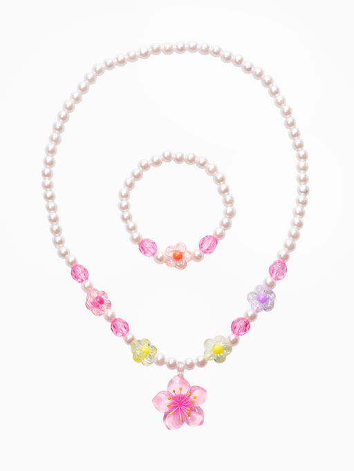 Цена за 2 шт. Набор детский "Выбражулька" 3 пред-а: бусы, браслет, кольцо б-р, цветок, жемчуг, цветной