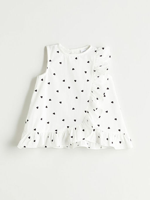 Bisiklet Yaka Bask?l? K?z Bebek Bluz ve Tayt 2li