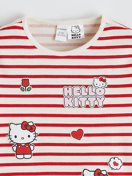 ?izgili Hello Kitty Bask?l? K?z ?ocuk Ti??rt