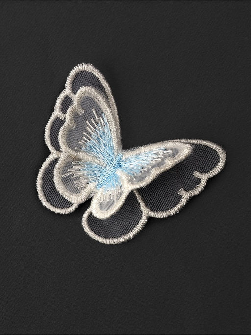 Аппликация для одежды «Бабочка», текстильная, 5×4 см, 10 шт., белая, голубая