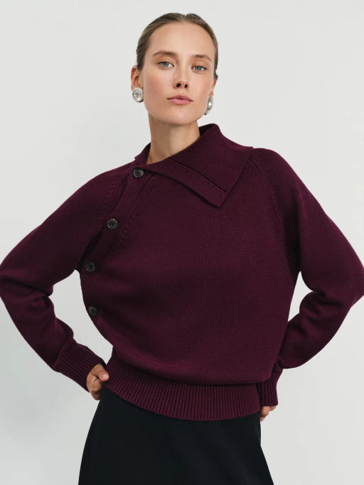 Джемпер из хлопка с пуговицами на воротнике / Zarina фото 7