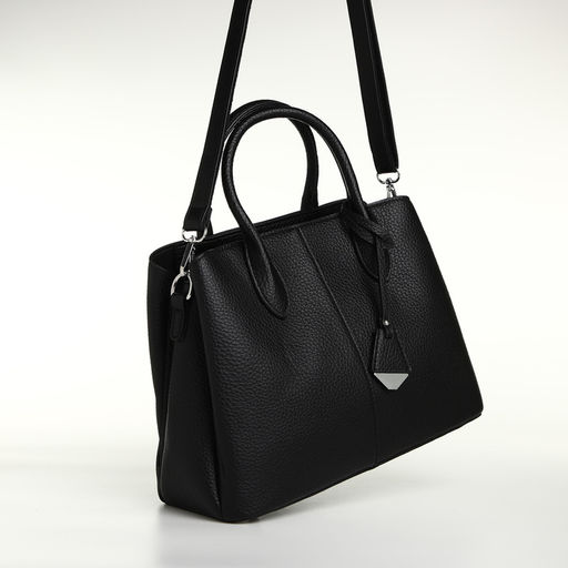 Сумка женская тоут TEXTURA на молнии, 29×11×23 см, однотонная, чёрная