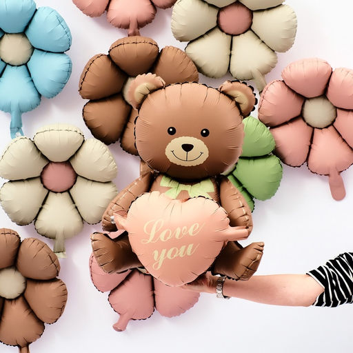 Воздушный шар фольгированный 42" «Медвежонок с сердцем», матовый, под воздух