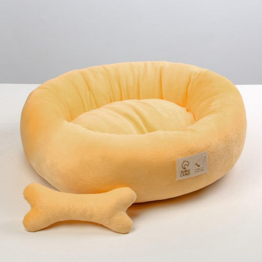 Лежанка с косточкой, 45х35х11 см, персиковая - Пушистое счастье фото 2