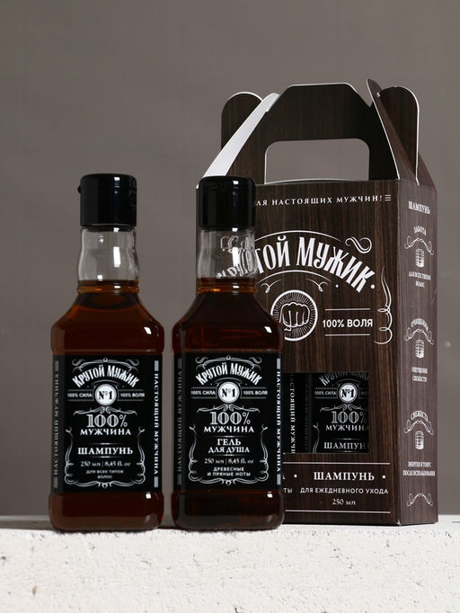 Подарочный набор ЧИСТОЕ СЧАСТЬЕ Крутой мужик: гель для душа и шампунь для волос, 2х250 мл