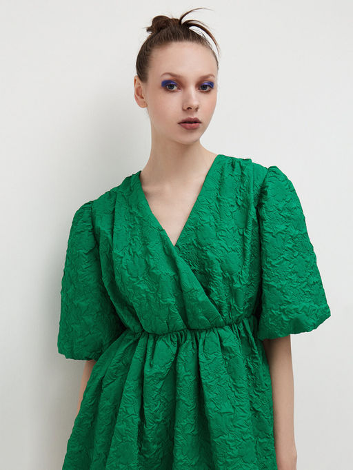 Платье из фактурной ткани с объемными рукавами длиной - Incity фото 4