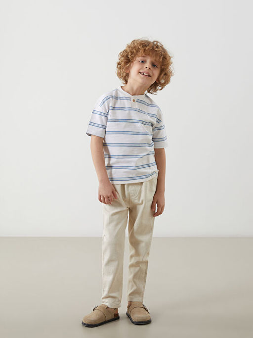 Bisiklet Yaka ?izgili Erkek ?ocuk Ti??rt