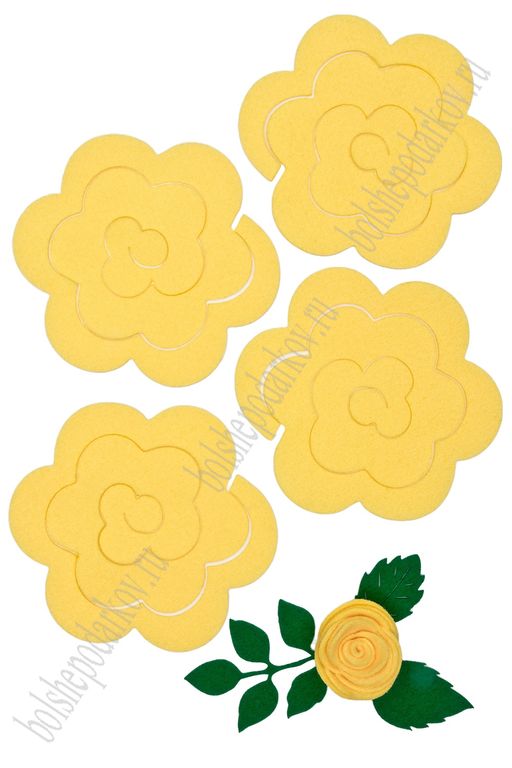 Лазерная вырубка из фетра Цветочек №1 8 см (5 шт) бледно-желтый RN 32
