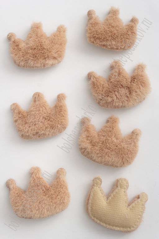 Патч меховой "Корона" 5,5*4,5 см (10 шт) SF-3164, темно-бежевый
