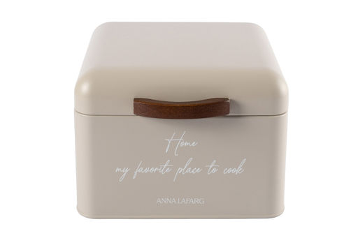 Хлебница, 20х20х14 см, металл/дерево, квадратная, бежевая, Retro