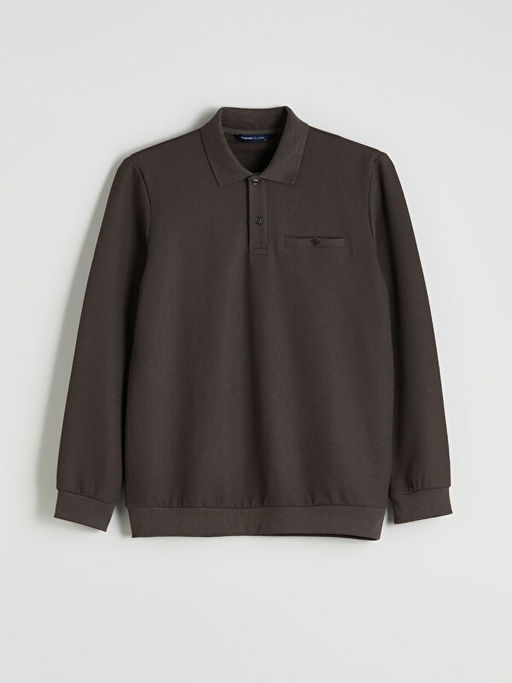 Polo Yaka Uzun Kollu Erkek Sweatshirt