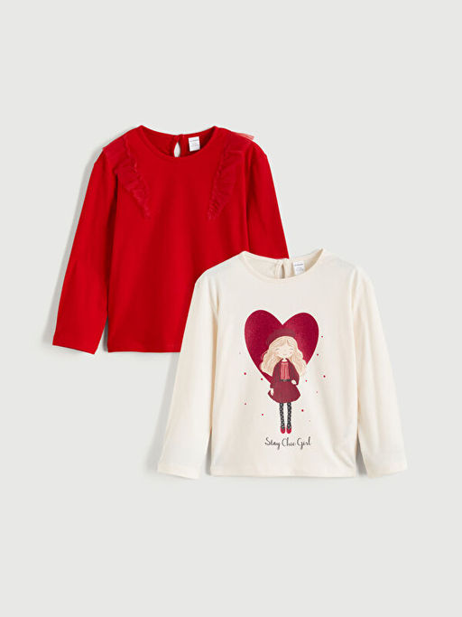 Bisiklet Yaka K?z ?ocuk Ti??rt 2li