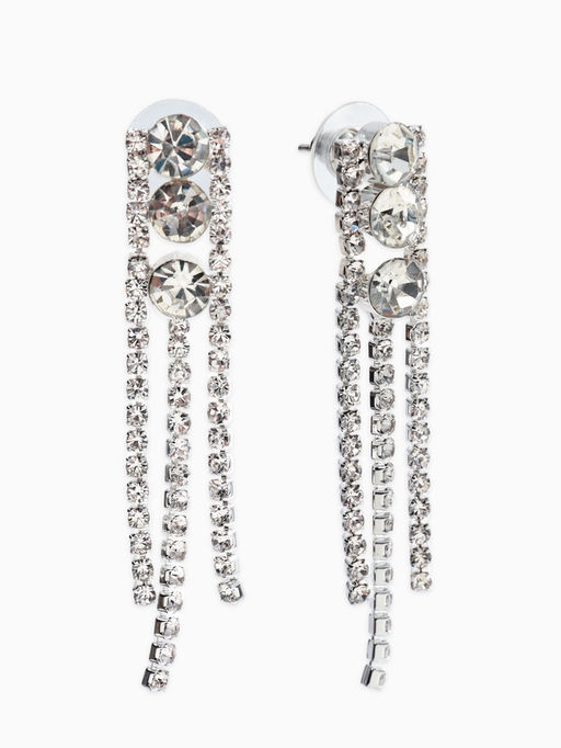 Набор 2 пред-а: серьги, колье со стразами "Лёд" круги, d=13,5см, цвет белый в серебре