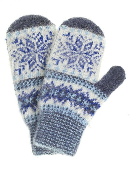 Варежки подростковые Снежинка со вставкой 1009-4 - Рассказовские варежки фото 6