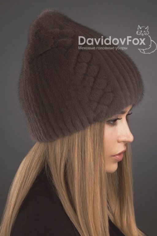 Шапка Бини норка орнамент аврора