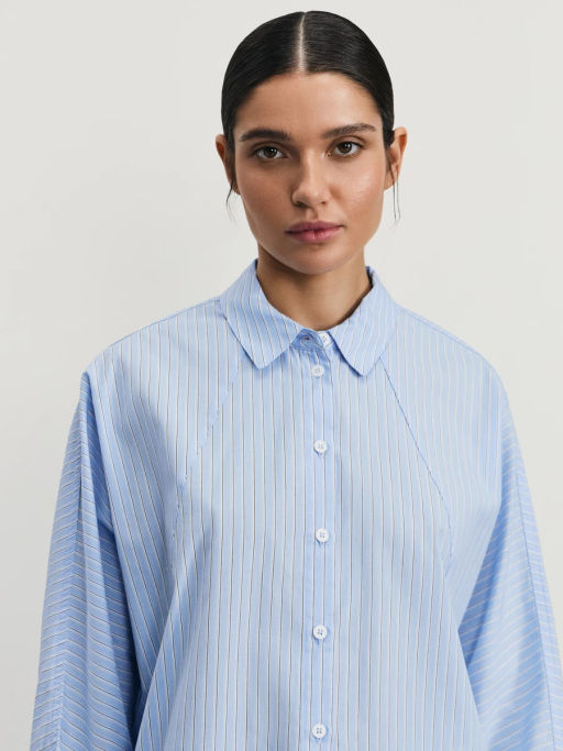 Рубашка в полоску из хлопка / Zarina фото 6