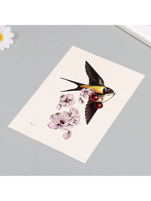 Цена за 2 шт. Переводная тату на тело цветная Ласточка, 26.1?14.6 см