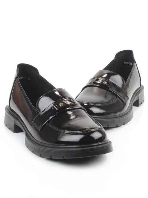 03-PDHL243-1 BLACK Лоферы женские (натуральная кожа)