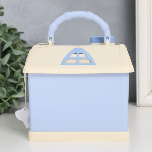 Копилка для денег с замком и ключом «Домик в нежных тонах», наклейки и декор для украшения, пластик, 14×10×13 см, МИКС