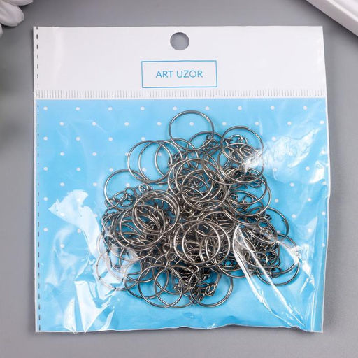 Цена за 3 шт. Основа для брелока кольцо металл с цепочкой, серебро d=1.8 см, для цепочки 1.8 см, набор 60 шт.