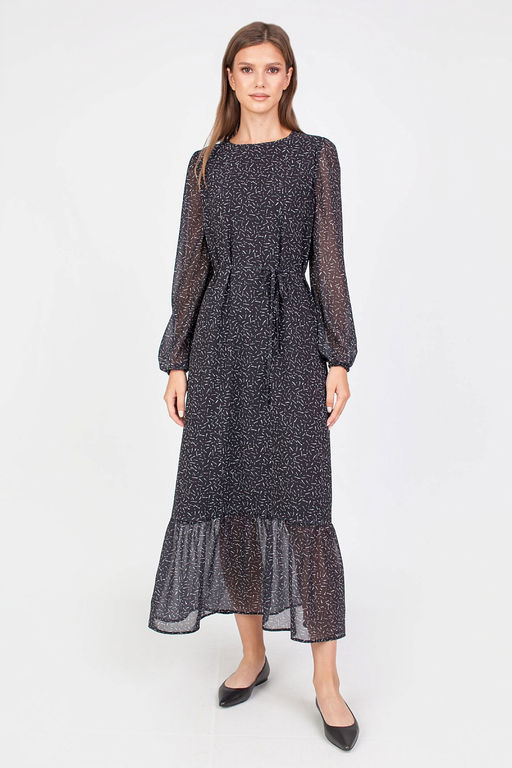 5-3014/783-5065-2 Платье принт белые штрихи на черном фоне - Serginnetti фото 10