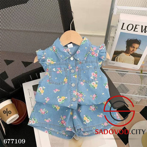 Джинсовый костюм двойка для девочки с шортами