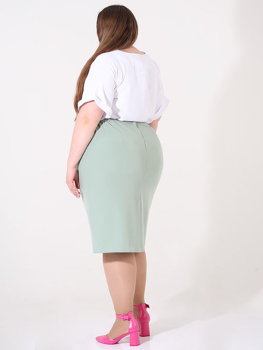 Юбка из хлопка и вискозы летняя больших размеров - Almond фото 2