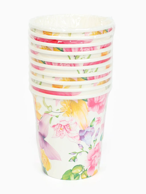 Цена за 10 шт. Стакан одноразовый бумажный Акварельные цветы, 250 мл