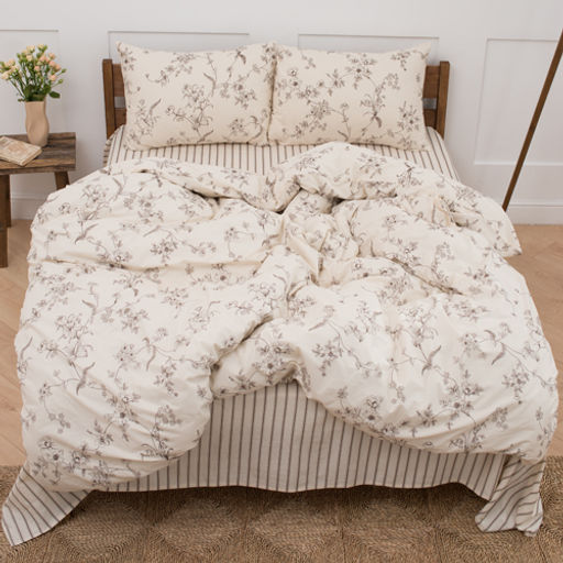 КПБ Чистый хлопок 1,5 спальный, наволочки 50х70, поплин, 100% хлопок, Гербариум ВБ Пододеяльник 146х215 с прорезью, простыня классическая 150х215 подшита с 4-х сторон, наволочки 50х70 с клапаном - 2 шт. - Традиция фото 50