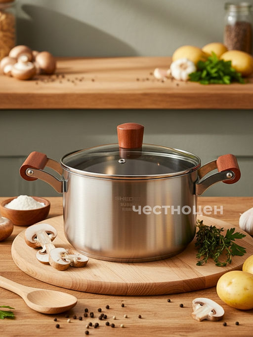 Кастрюля-пароварка 24см нерж. с деревянными ручками OLS-410-9