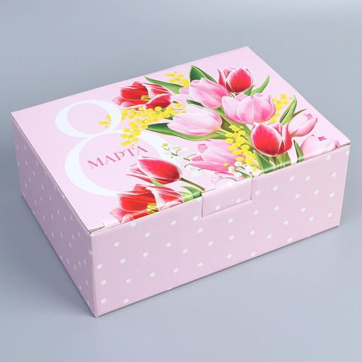 Цена за 2 шт. Коробка подарочная сборная, упаковка, 8 марта, 26?19?10 см